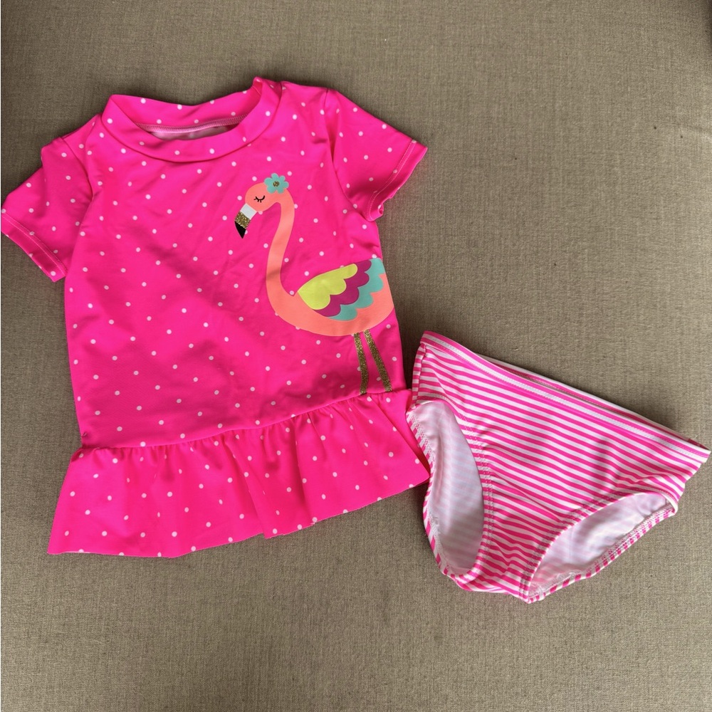 Carter’s 2-Piece Swimsuit, Flamingo, Hot Pink, Size 2T